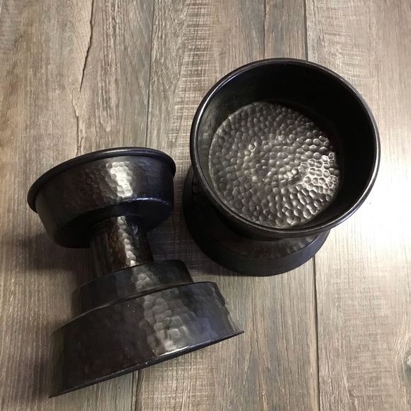 Pottery Barn Pounded Bronze Pillar Holder Set of 2 - Picture 3 of 11